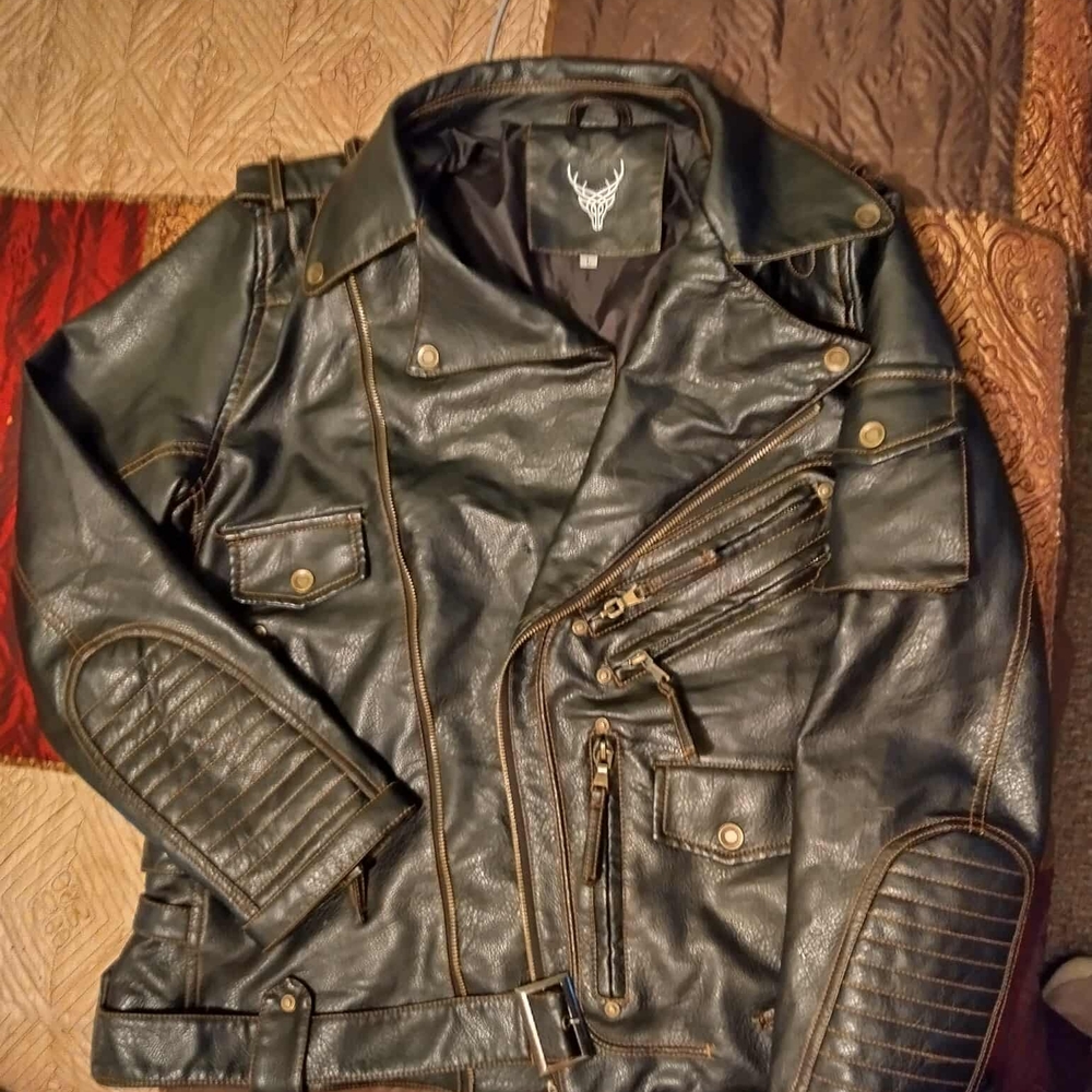 Men's Black Leather Biker Jacket